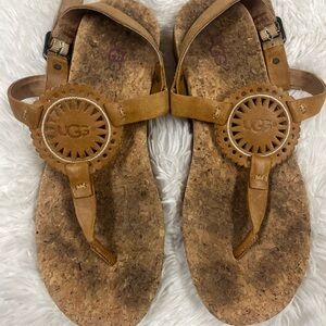 UGG Brown Leather Women's Sandals